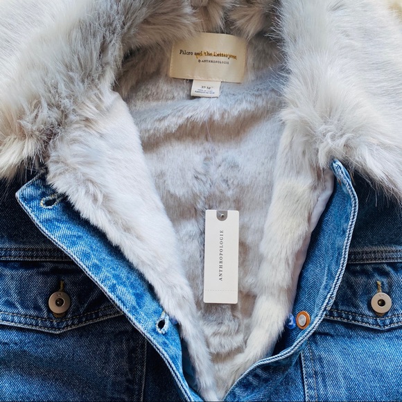 ANTHROPOLOGIE PILCRO FAUX FUR COLLAR DENIM JACKET - Picture 8 of 8